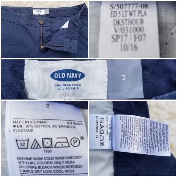 3 Shorts Stretch Cotton Khaki Old Navy Size 2 Solid Pink Black Blue Navy 3 Pair - Picture 8 of 13